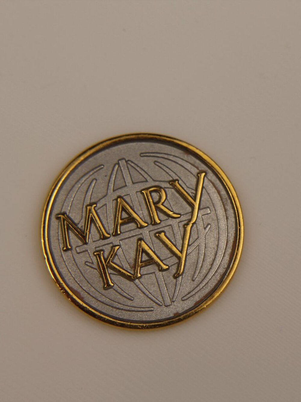 Vintage Mary Kay Logo Lapel Pins Pair Two Tone Gold Silver Globe Insignia